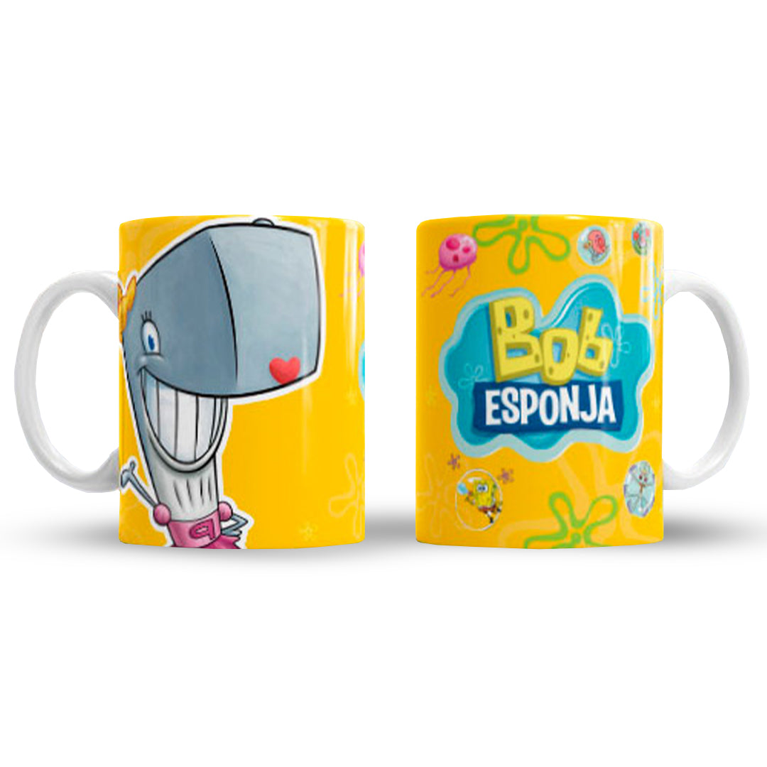 Taza Bob Esponja "Perla Feliz". Aptas para el lavavajillas y microondas.