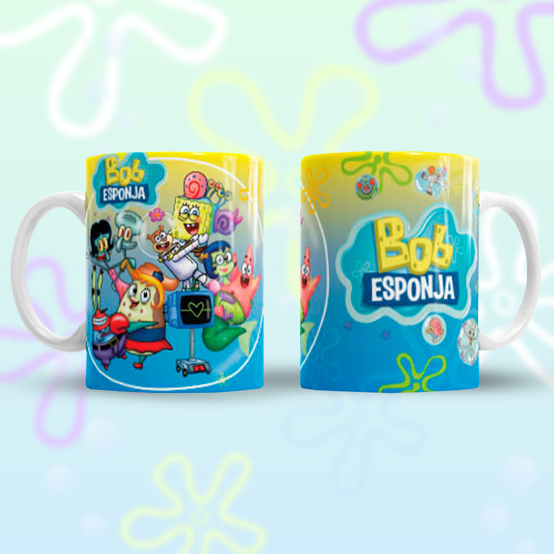 Taza Bob Esponja "B.Esponja Personajes". Aptas para el lavavajillas y microondas.