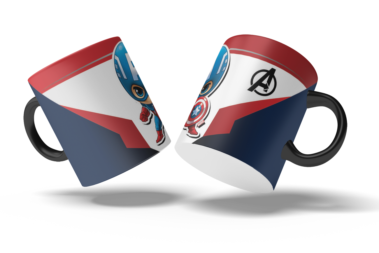 Tazas Los Vengadores "Capitán América". Aptas para el lavavajillas y microondas.