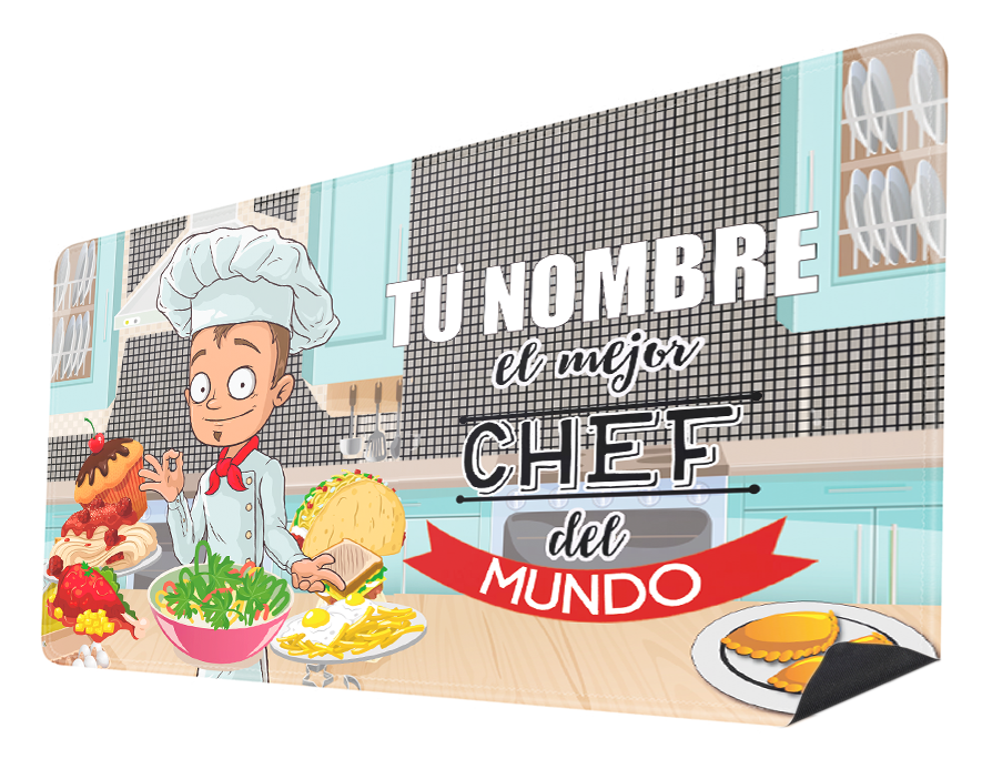 Alfombrilla "El mejor Chef" con Nombre Personalizable. Gaming Mouse Pad XL 61x36cm. Impermeable con 3mm. Base de Goma Antideslizante, Special-Textured Superficie para Ordenador, PC y Laptop,G. (Copy)