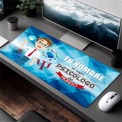 Alfombrilla "El mejor Psicólogo" con Nombre Personalizable. Gaming Mouse Pad XL 61x36cm. Impermeable con 3mm Base de Goma Antideslizante,Special-Textured Superficie para Ordenador, PC y Laptop,G.