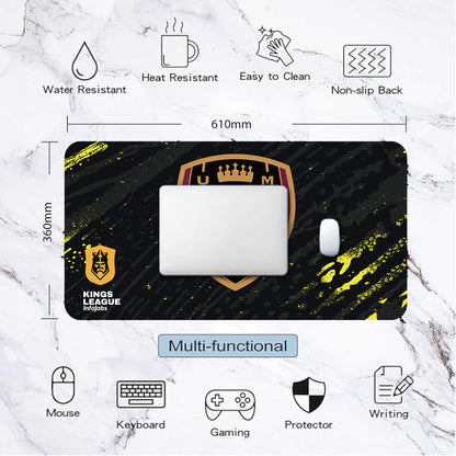 Alfombrilla Kings League - Móstoles - DJ Mario Gaming Mouse Pad XL 61x36cm. Impermeable con 3mm Base de Goma Antideslizante, Special-Textured Superficie para Ordenador, PC y Laptop.