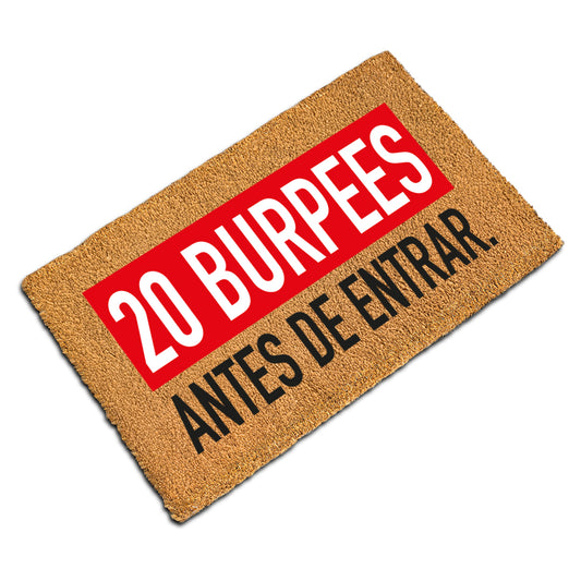 Felpudo "20 Burpees" 33x60cm. 100% fibra de coco. Eco-friendly.