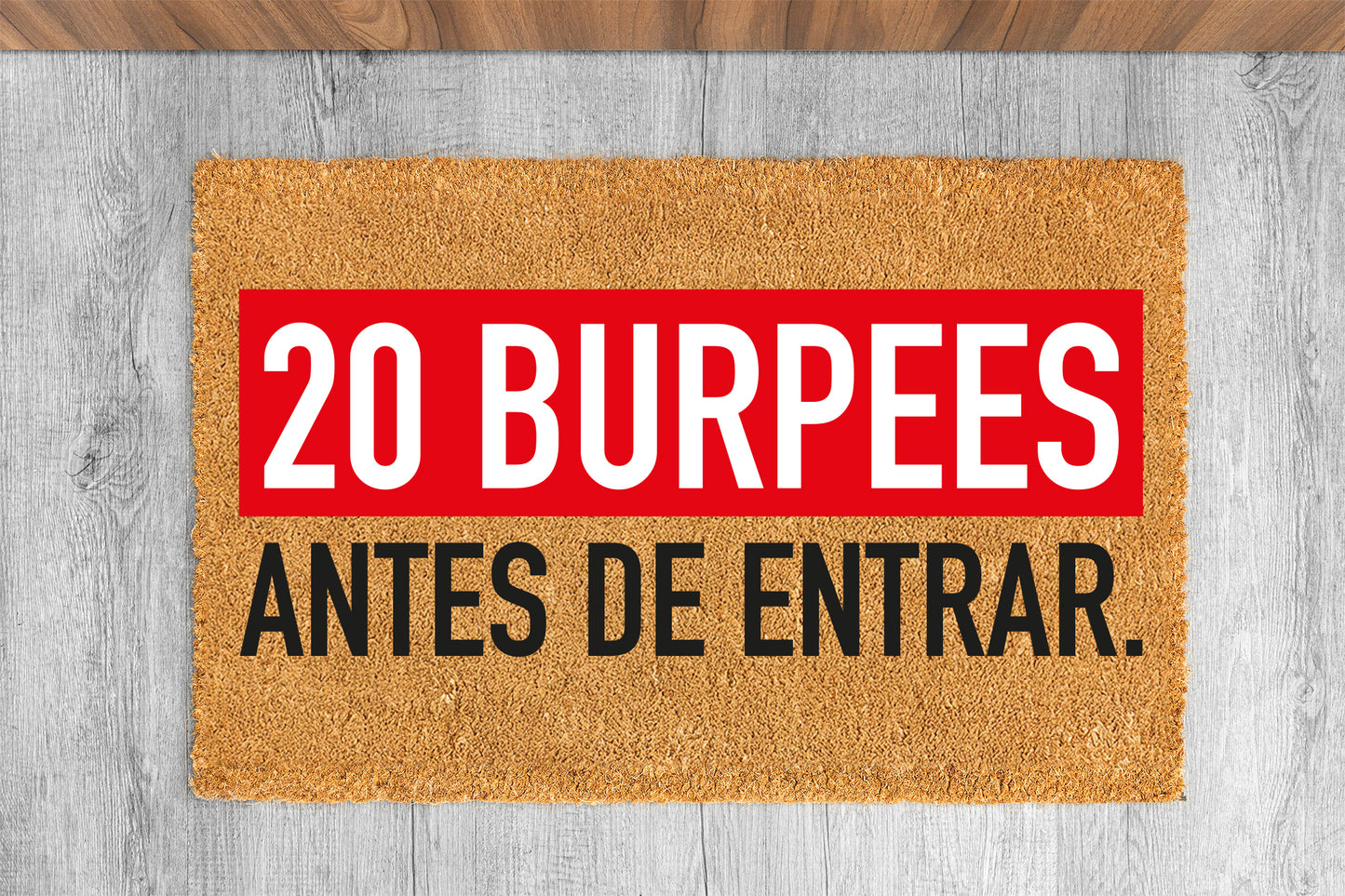 Felpudo "20 Burpees" 33x60cm. 100% fibra de coco. Eco-friendly.