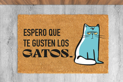 Felpudo "Te gustan los gatos" 33x60cm. 100% fibra de coco. Eco-friendly.