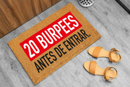 Felpudo "20 Burpees" 33x60cm. 100% fibra de coco. Eco-friendly.