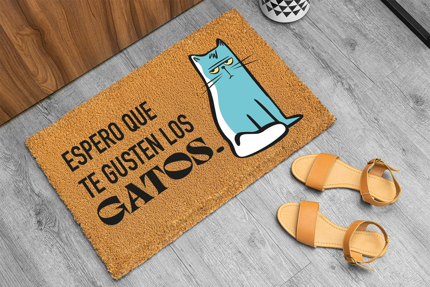 Felpudo "Te gustan los gatos" 33x60cm. 100% fibra de coco. Eco-friendly.