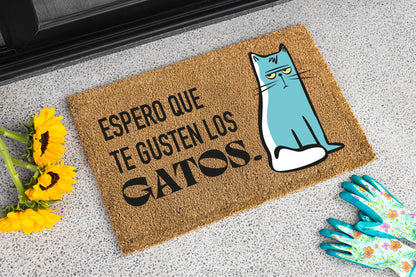 Felpudo "Te gustan los gatos" 33x60cm. 100% fibra de coco. Eco-friendly.