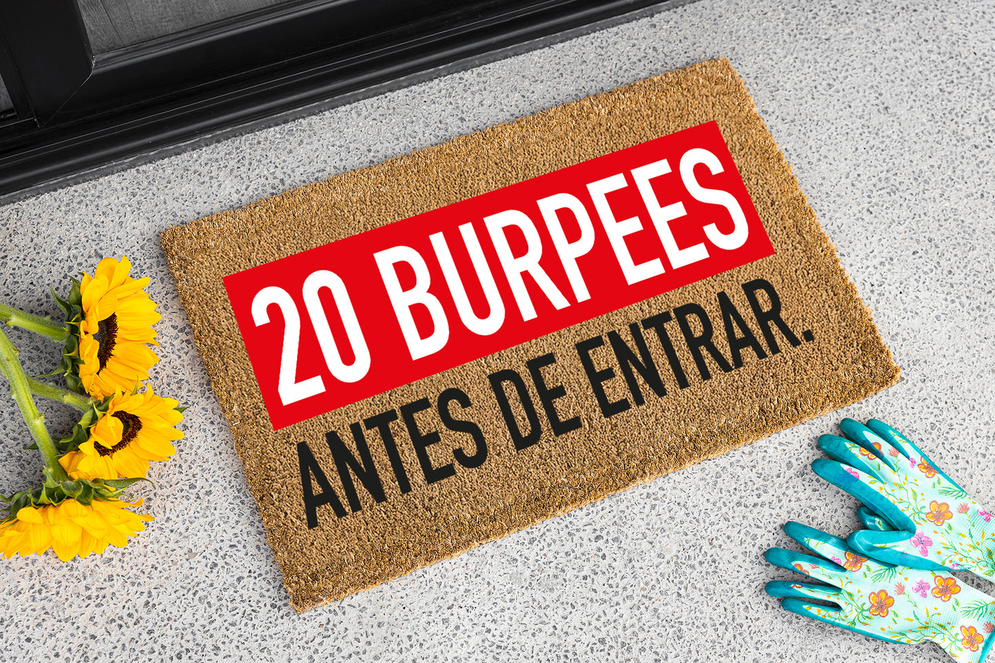 Felpudo "20 Burpees" 33x60cm. 100% fibra de coco. Eco-friendly.