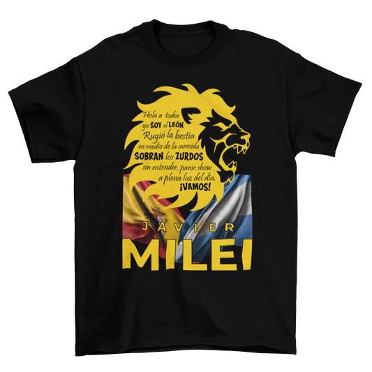 Camiseta Milei León. 100% algodón. Regalo Ideal.